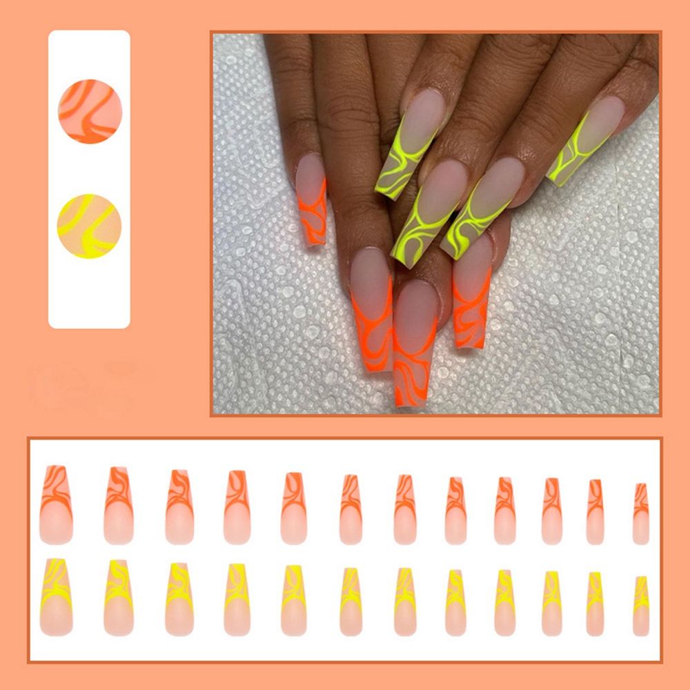 Set 24 Móng Tay Giả Bằng Acrylic Màu Sắc Kẹo Ngọt