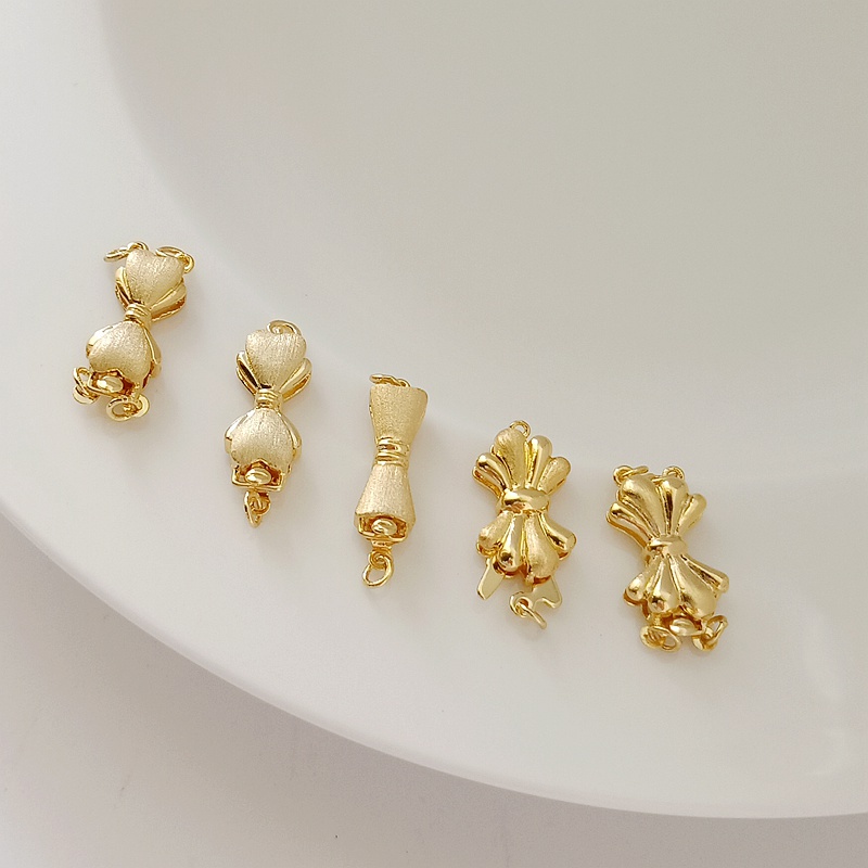 Khóa Cài Thắt Nơ Một Hàng Màu Vàng Đồng 14K Dùng Làm Trang Sức Thủ Công