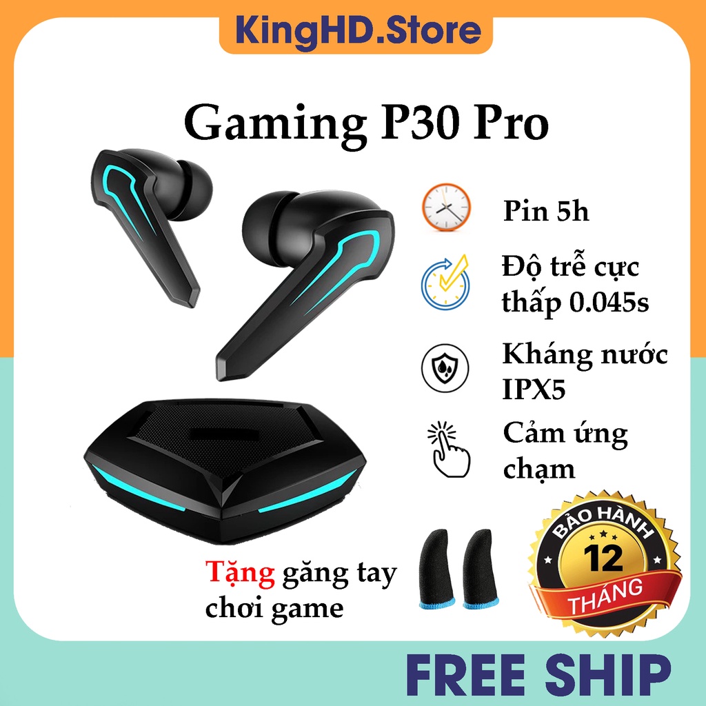 Tai Nghe Gaming Bluetooth 5.2 P30 Pro Tws, Tai Nghe Chơi Game Không Dây - Có Mic - Độ Trễ Cực Thấp 0.04s - Pin Cực Trâu