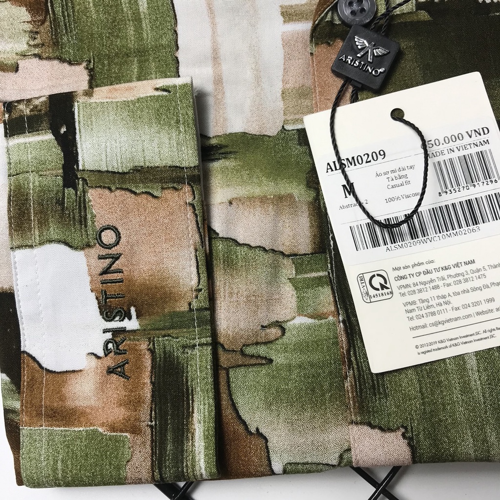 Áo sơ mi nam dài tay Aristino họa tiết châu Âu,vải mềm mướt, from rộng ALSM0209