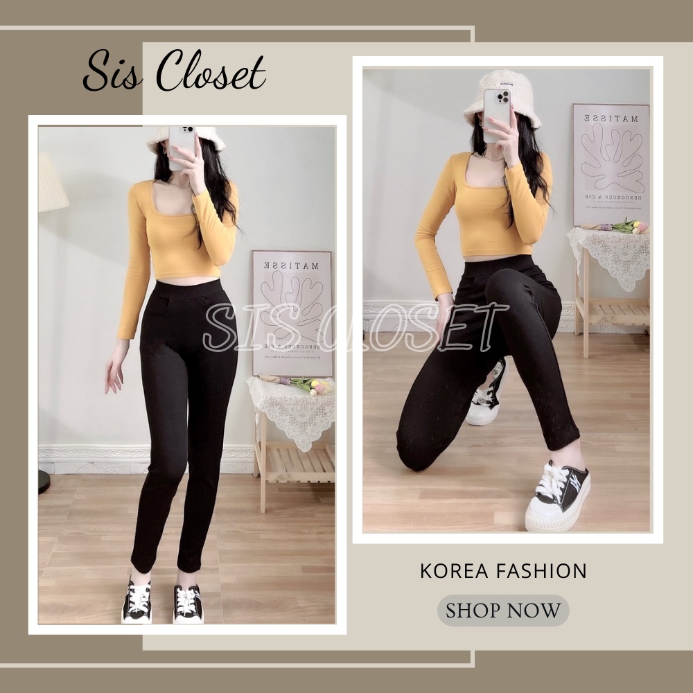 Quần legging dài nữ lưng cao nâng mông vải cotton co giãn - Quần tregging nữ trơn 4 túi ôm body tập gym yoga Q2