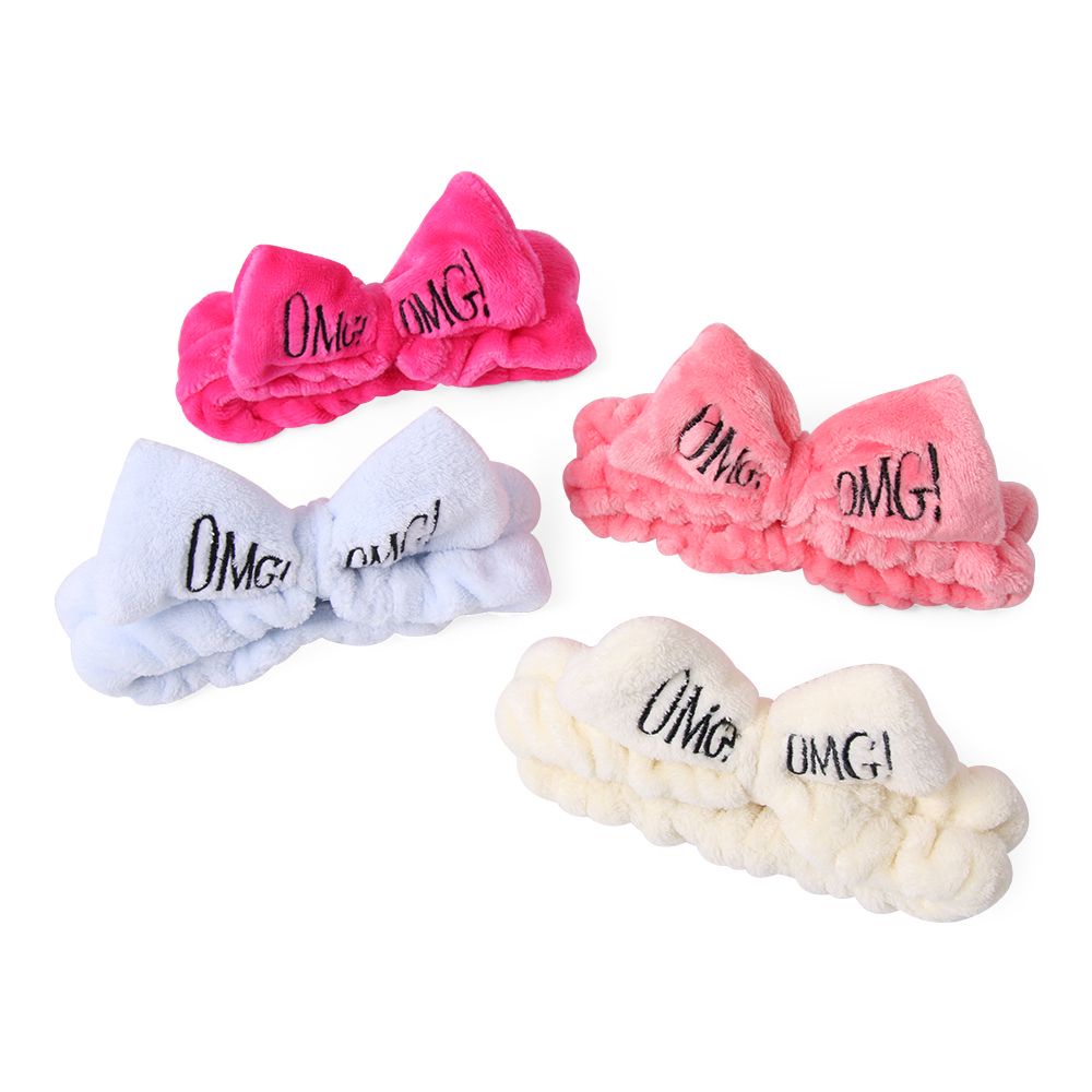 Băng đô vải san hô mềm mại có in chữ MIHAN1 dành cho nữ rửa mặt