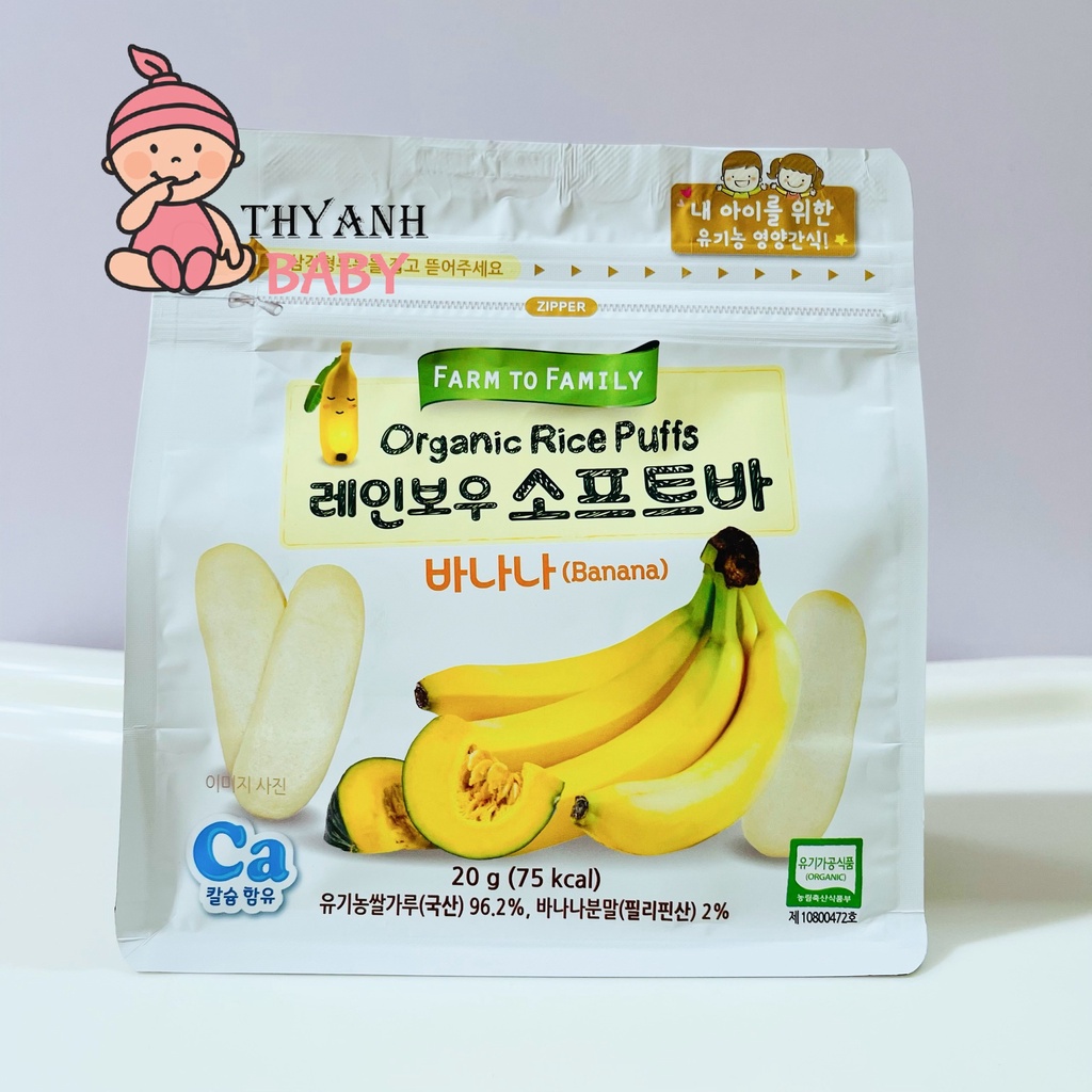 Bánh Gạo Ăn Dặm Hữu Cơ Farm To Family Cho Bé Từ 6m+ dạng thanh