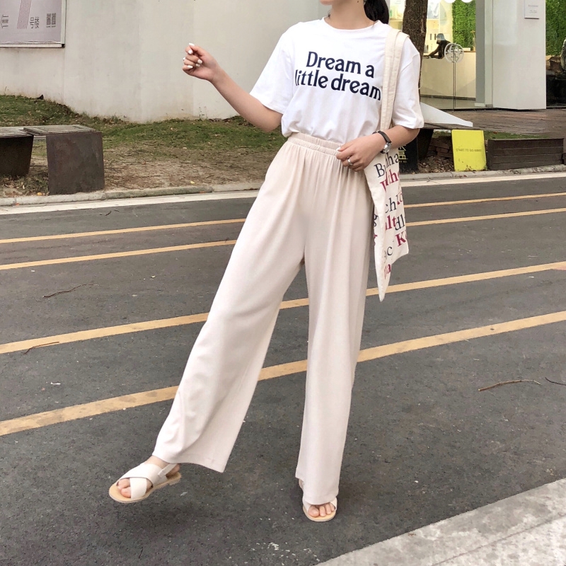 Quần Dài Lưng Cao Màu Trơn Thiết Kế Dáng Rộng Size S-5Xl Cho Nữ