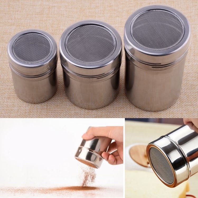 Lọ rắc bột cacao matcha bằng inox có nắp chắc chắn tiện lợi