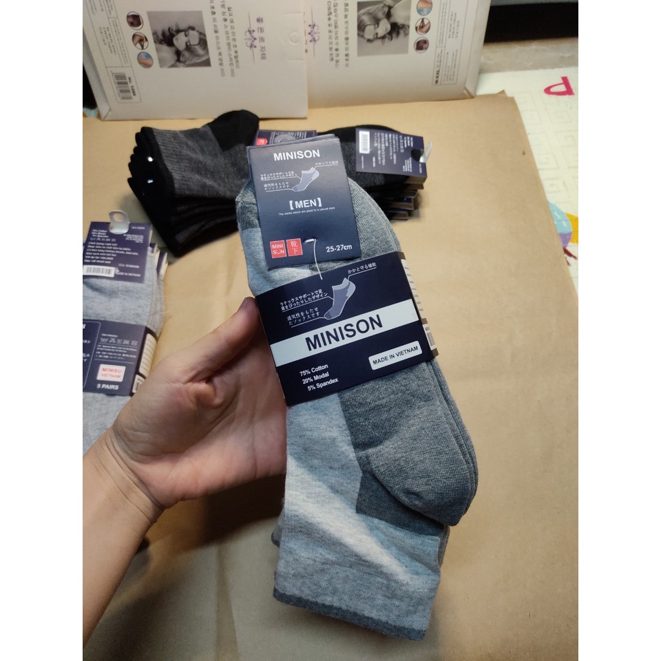 Tất thể thao nam cổ cao miniso chất dày đẹp