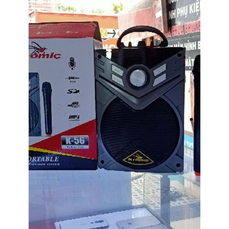 Loa hát karaoke k56 kèm mic hát không dây.