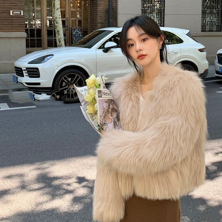Imitation fox fur coat women's short style fashionable autumn and winter new fur coat all kinds of thin and cotton coat