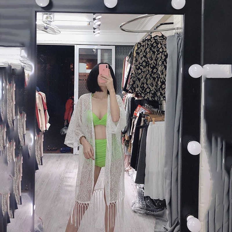Áo choàng Bikini tua rua lưới đi biển cực xinh (Ảnh thật khách) AC002