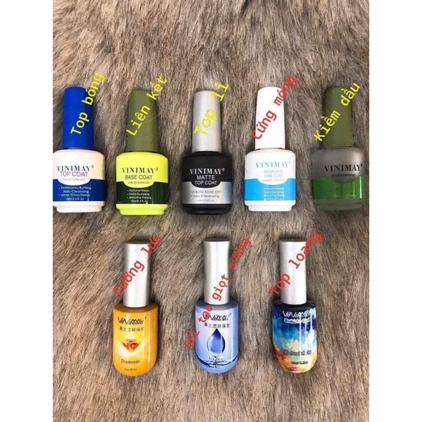 Base top Vinimay - Top bóng, cứng móng, kiềm dầu, top giọt sương, top lì, top loang, phá gel Vinimay