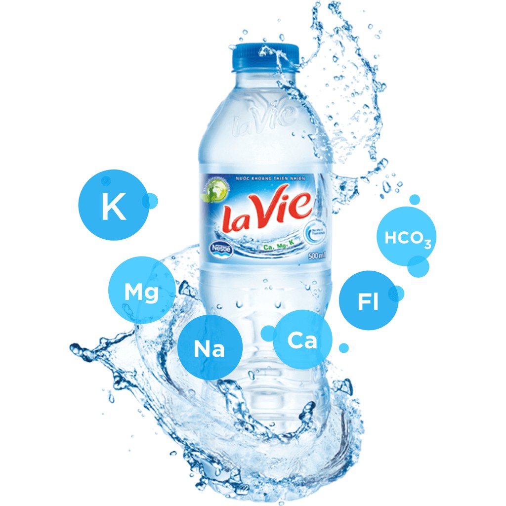 combo 4 chai nước lọc Lavie 350 - 500ml