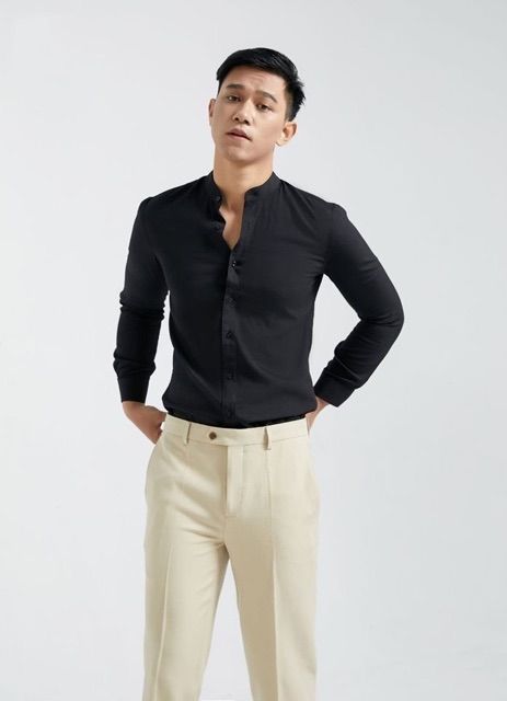 Sơ mi cổ tàu cao cấp tự chọn màu