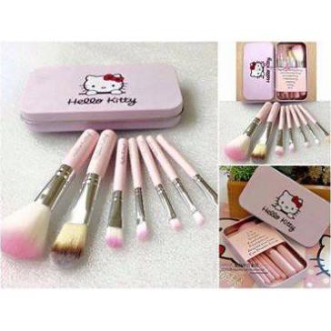 Bộ cọ trang điểm mini hello kitty 7 món có hộp