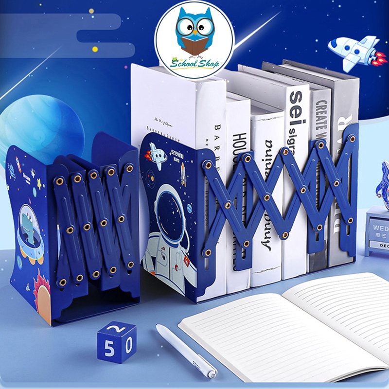Kệ chặn sách kim loại để bàn giá chặn sách 3 ngăn co giãn Jin Gu Chang