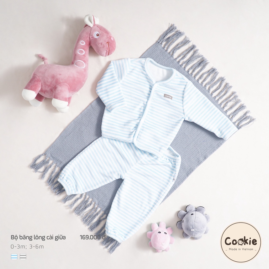 Bộ băng lông dài tay cài giữa sơ sinh cho bé Cookie