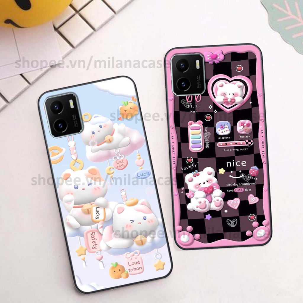 Ốp Vivo Y15s hình đồng hồ icon gấu mèo cute cực dễ thương ngộ nghĩnh