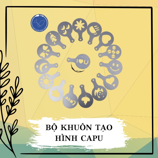 Bộ Khuôn Vẽ Taọ Hình/ Set Rắc Capu 16 Miếng Tạo Hình - Thế Giới Pha Chế