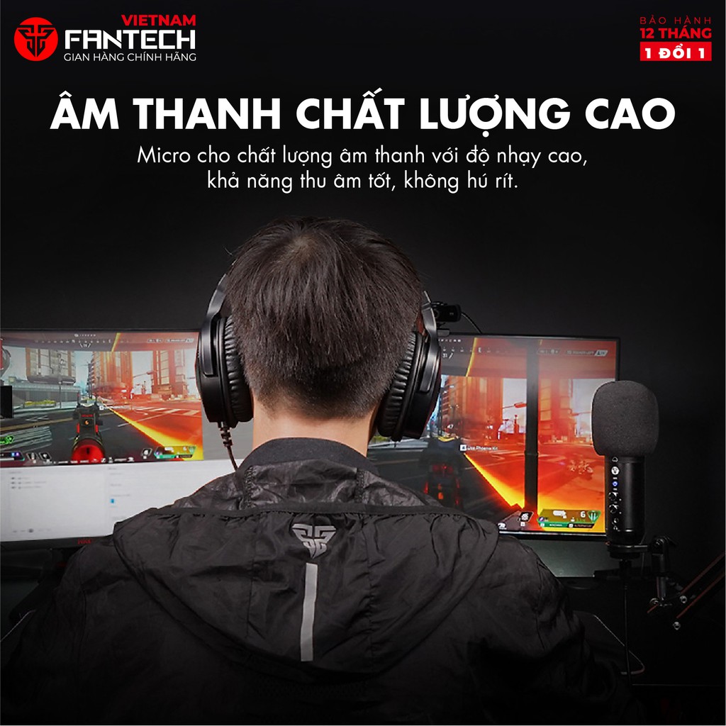 Bộ Micro Thu Âm Livestream Chuyên Nghiệp Fantech MCX01 LEVIOSA LED RGB Âm Thanh Chất Lượng Cao