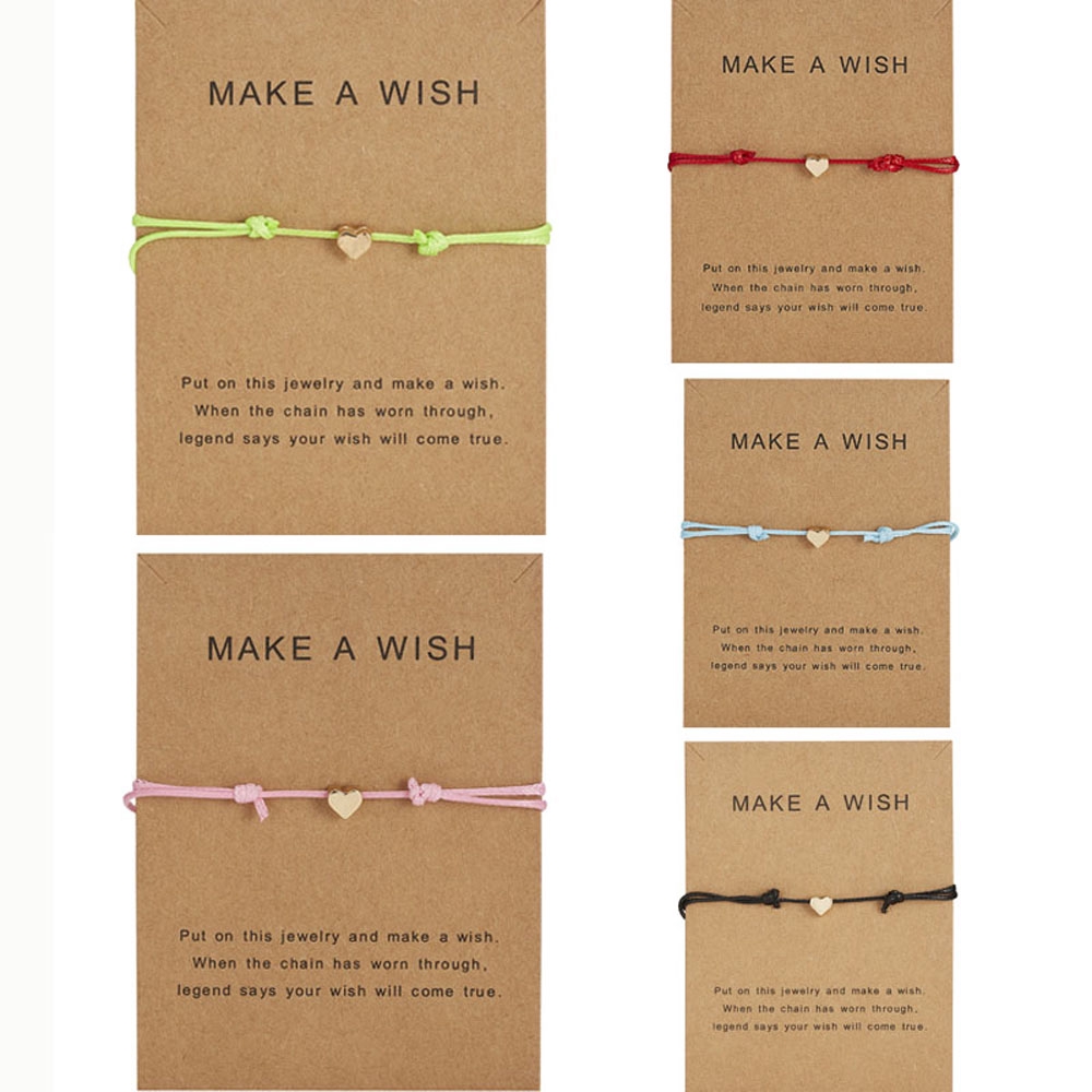 Vòng tay dây bện mặt trái tim tùy chỉnh được kèm thẻ giấy thời trang