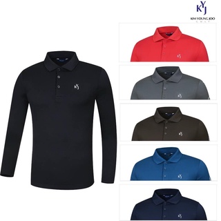 Áo phông nam dài tay cổ bẻ dòng golf vải lót bông mềm ấm KYJ xuất hàn nhiều màu