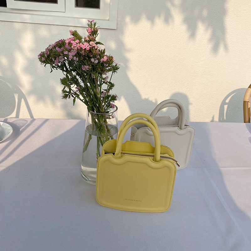 Túi đeo chéo IELGY hình vuông nhỏ màu trơn có dây kéo phong cách thời trang cho nữ