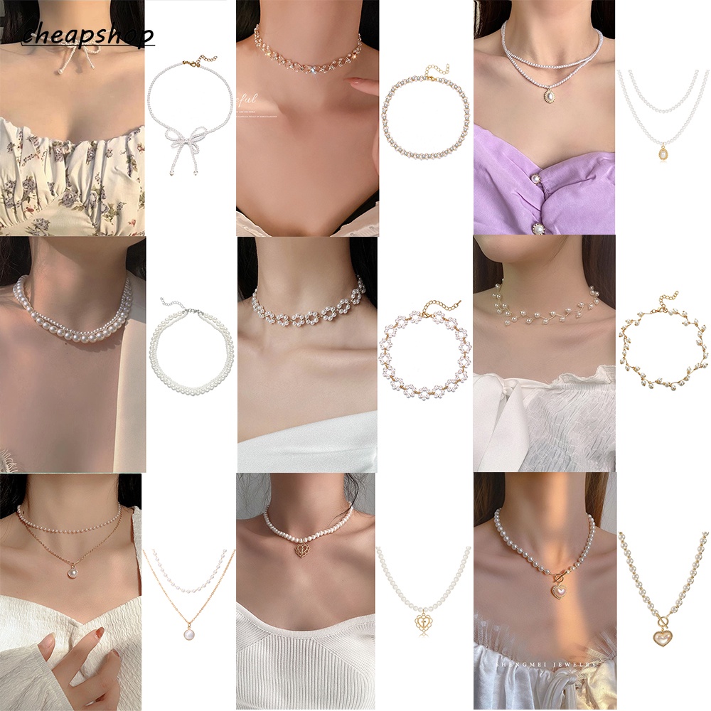 iF YOU Vòng cổ mặt hình bướm đính ngọc trai phong cách Hàn Quốc thời trang cho nữ