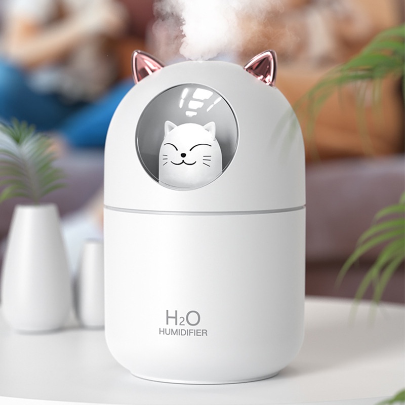 Máy Xông Tinh Dầu Phun Sương Mini- Khuyếch Tán Tinh Dầu Tạo Ẩm Hình Gấu HUMIDIFIER 300ML  Dễ Thương, Đẹp Mắt