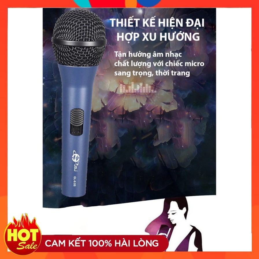 [Bán chạy nhất] Micro karaoke có dây JSJ GL-9.0S thiết kế lưới tản nhiệt cổ điển, giảm tạp âm, chống nhiễu, thân kim loạ