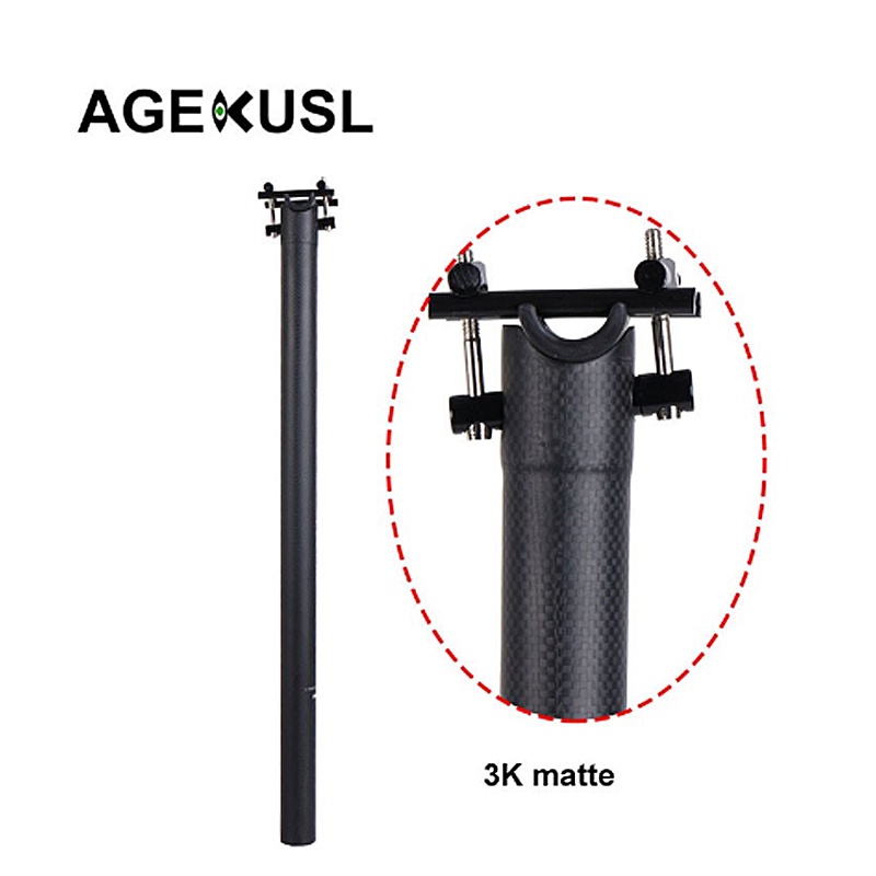 Eskusl Cốt Yên Xe Đạp Gấp Ba Khúc Bằng Sợi carbon Cho brompton 3 sixty fnhon united mtb 31.8mm 33.9mm 580mm