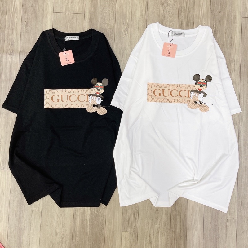 Áo Thun phông UNISEX in LOGO MICKEY Guci - Hình chụp thật