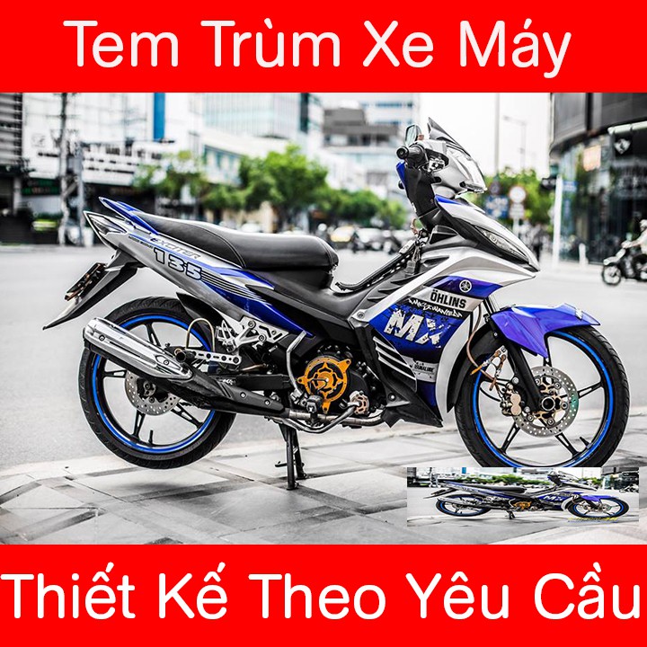 Tem Trùm Exciter 135 Leovinice Trắng Viền Xanh