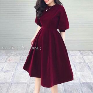 Váy nhung tay bồng