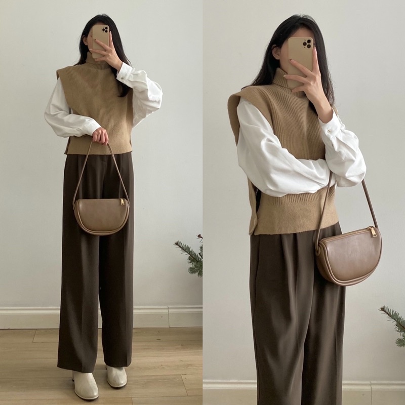 Áo gile len cổ lọ vân dọc _A0339 | BigBuy360 - bigbuy360.vn