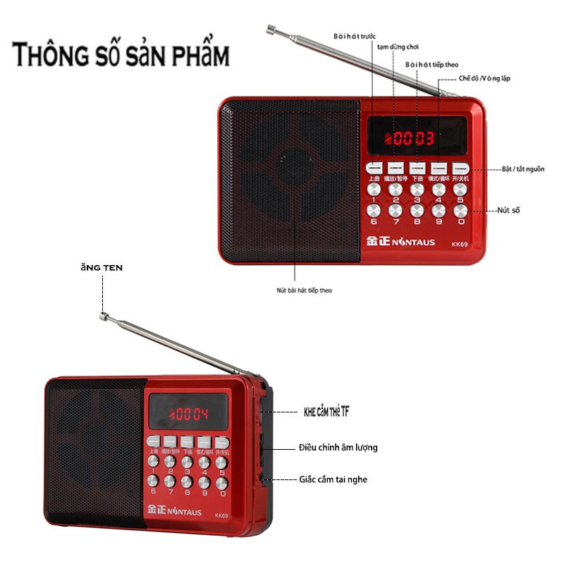 Đài Radio FM KK69 di động tiện dụng chất lượng cao