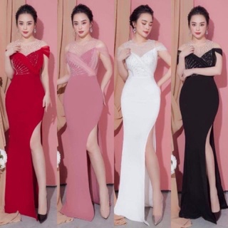 Đầm dạ hội trễ vai phối lưới 45kg -70kg