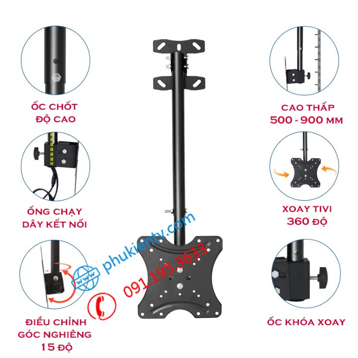 Giá Treo Tivi Thả Trần Xoay 360 Độ 24 - 43 Inch - Hàng Nhập Khẩu Model: DJ01