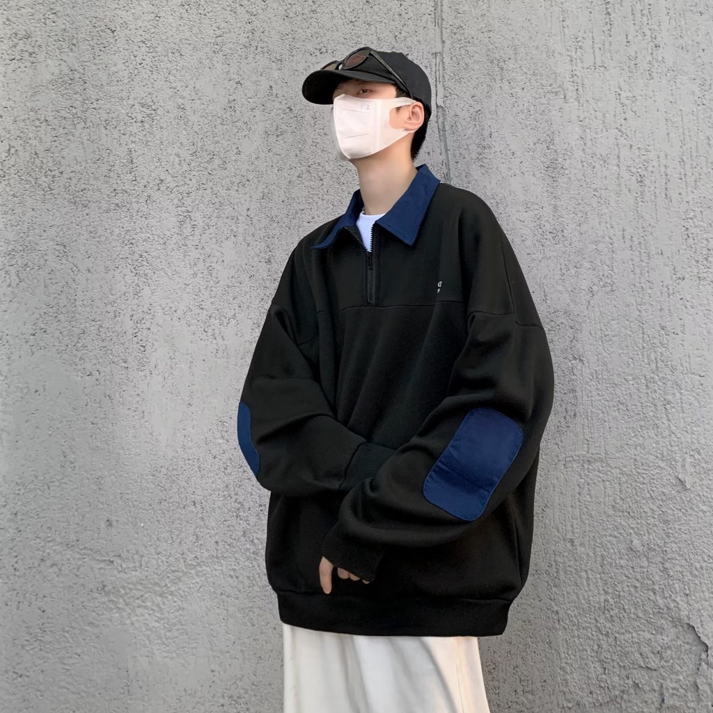 Áo Sweater Polo Cổ Đứng Tay Dài Phong Cách Nhật Bản Thời Trang Mùa Thu Dễ Phối Đồ Cho Nam