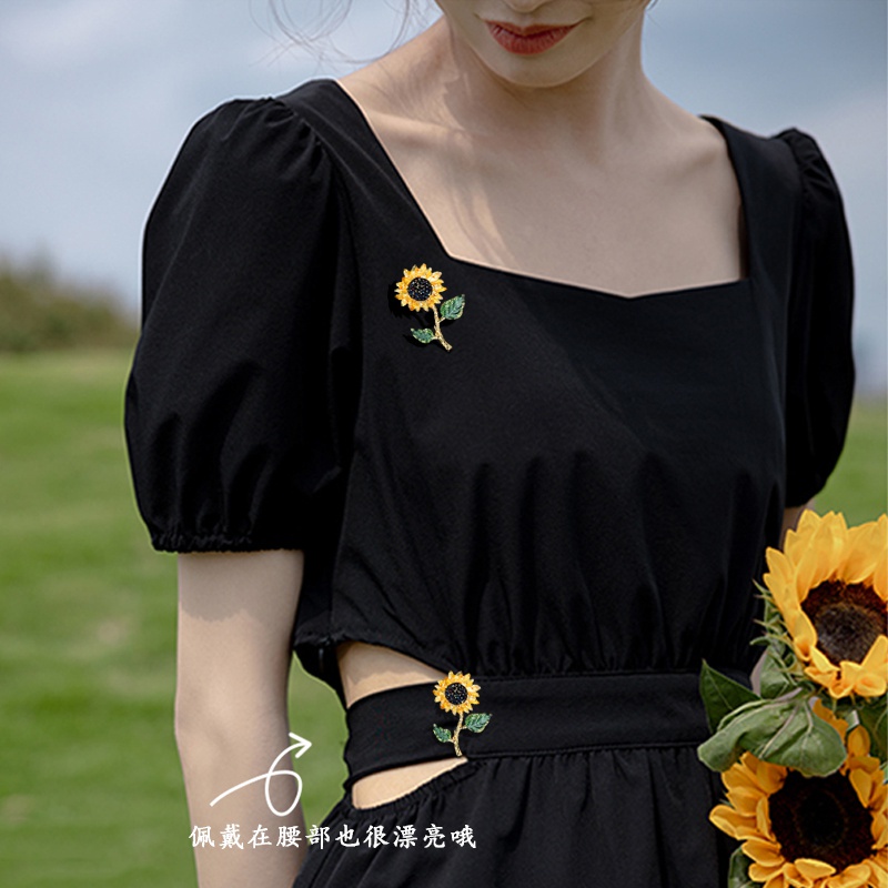 Trâm Cài Áo Hình Hoa Hướng Dương Đính Đá Phong Cách Vintage Thanh Lịch Dành Cho Nữ