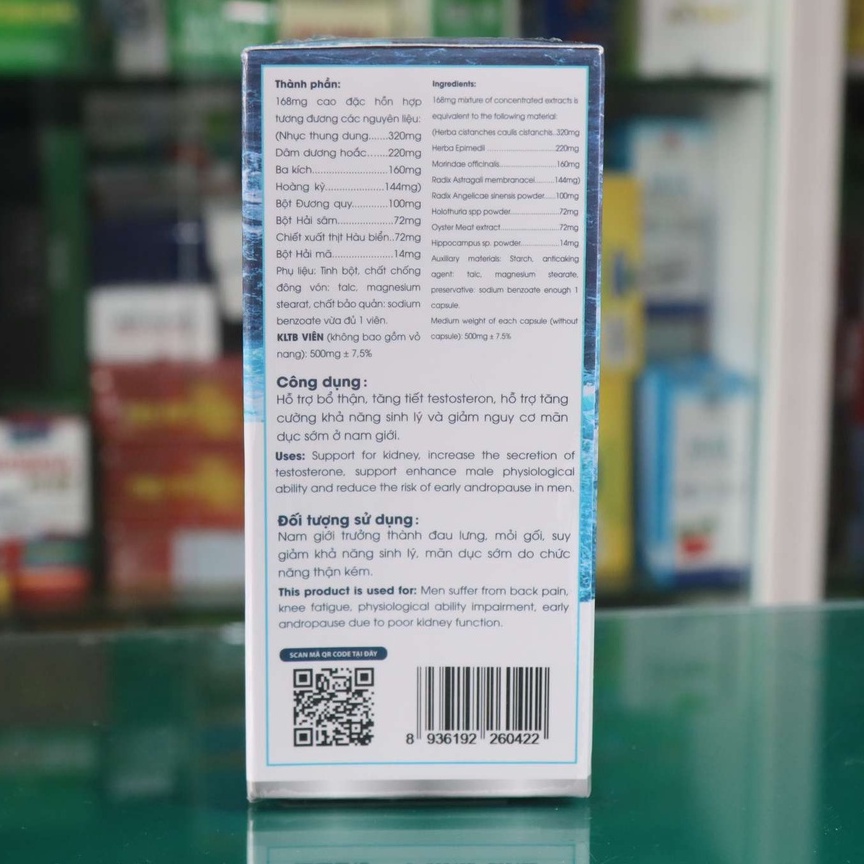 Hàu biển Ago - Hỗ trợ bổ thận, tăng tiết testosteron, tăng cường sinh lý nam (30 viên)