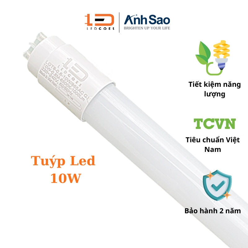 Bóng đèn Tuyp led 60cm 10W LEDGOES ánh sáng trắng, siêu sáng, tiết kiệm điện