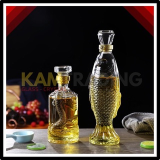 - combo vỏ chai con rồng và vỏ chai con cá kiểu dáng vỏ chai rượu ngoại đẹp độc đáo cb-m1251 - kamglass