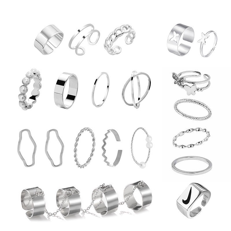 Nhẫn Bạc Cắt Lỗ Phong Cách Hàn Quốc Có Thể Điều Chỉnh Dành Cho Nam Nữ