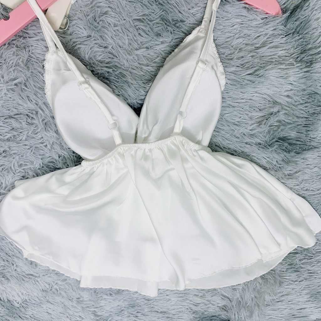 Đồ ngủ nữ sexy 🌸 Freeship 🌸 Đồ ngủ nữ sexy satin mềm mịn áo 2 dây phối ren Freesize dưới 60kg | BigBuy360 - bigbuy360.vn