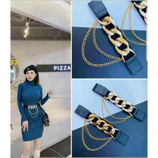 Đai váy nịt đầm xoắn xích 2 tầng phong cách lady sang chảnh