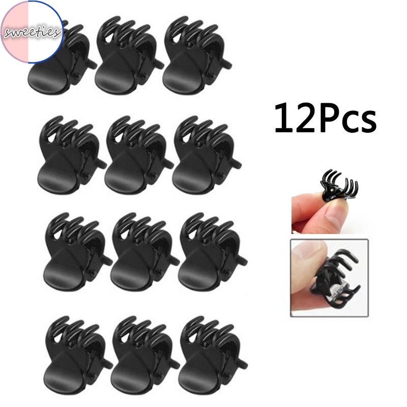 Set 12 Kẹp Tóc Hình Móng Vuốt Màu Đen Cho Bé Gái