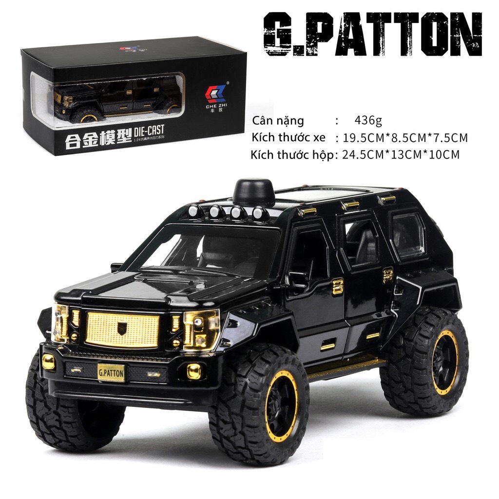 Mô Hình Xe Bọc Thép tỉ lệ 1:24 GPATTON Hãng CheZhi, Khung Xe Kim Loại Kiểu Dáng Mạnh Mẽ