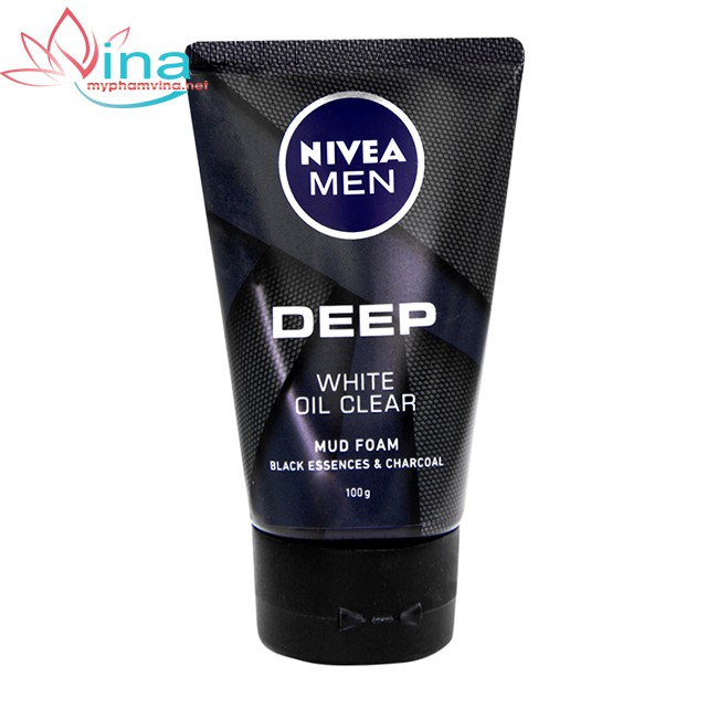 SỮA RỬA MẶT THAN ĐEN HOẠT TÍNH CHO NAM GIÚP DA SẠCH NHỜN SÁNG KHỎE NIVEA MEN DEEP WHITE OIL CLEAR (100G)