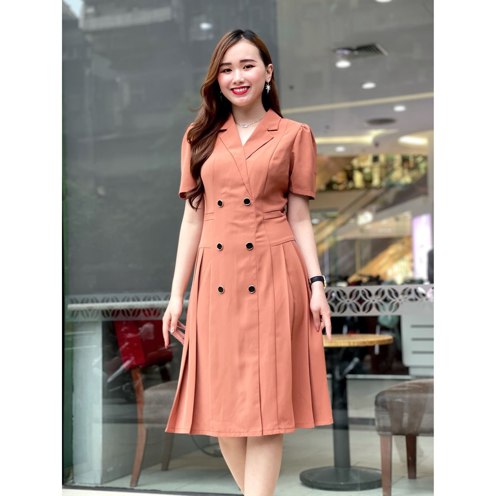 Đầm cổ vest thanh lịch , sang trọng ,che mọi khuyết điểm cơ thể chất liệu Chéo nhật cao cấp Emvy K55 | BigBuy360 - bigbuy360.vn