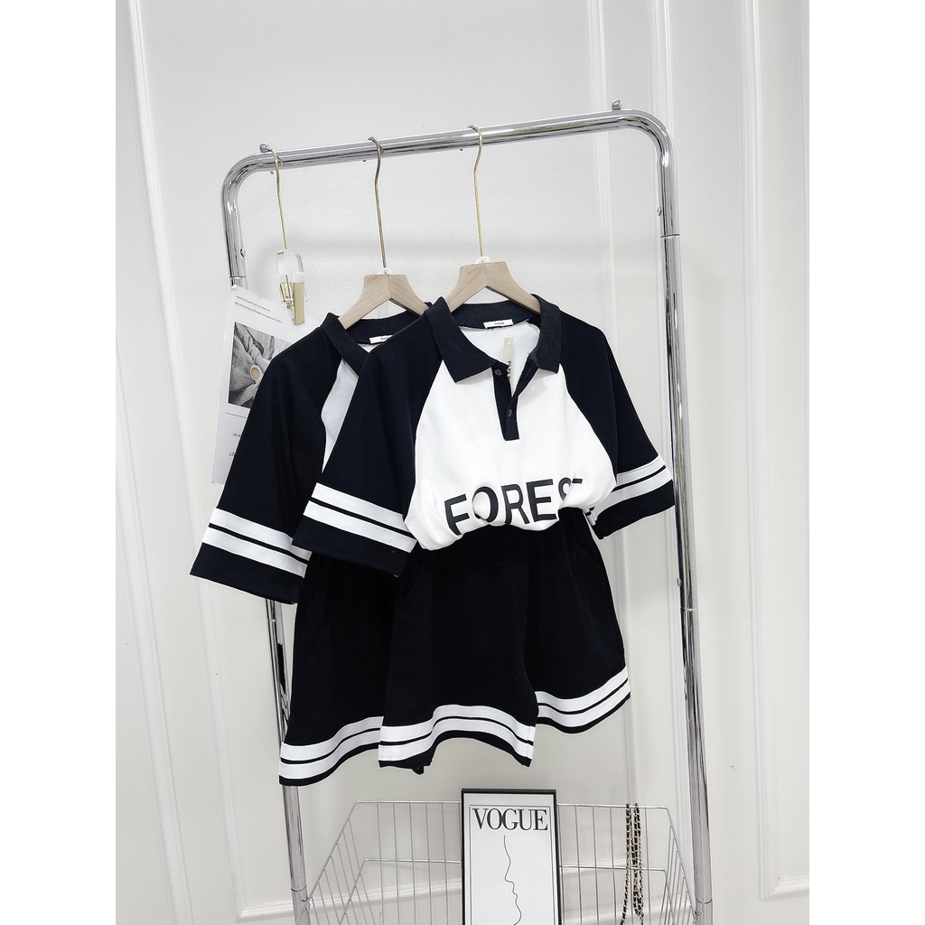 Bộ đùi len tăm FOREST cổ sơ mi quần short đùi DN135