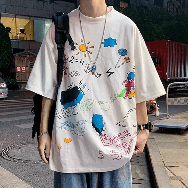 Áo Thun Nam Cổ tròn Tay Lỡ Form Rộng Chất Cotton Mịn Mát Hình In Sịn Sò Mặc Đẹp Thời Trang NEW UNISEX